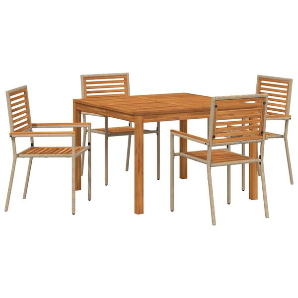 vidaXL Garden Dining Set 5 pcs Beige Poly rattan