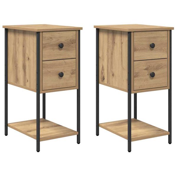 vidaXL Bedside Cabinet with Drawer 2 pcs Artisan oak 32 x 42 x 70 cm