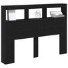 vidaXL Headboard Cabinet with LED Black Oak 140x17x102 cm