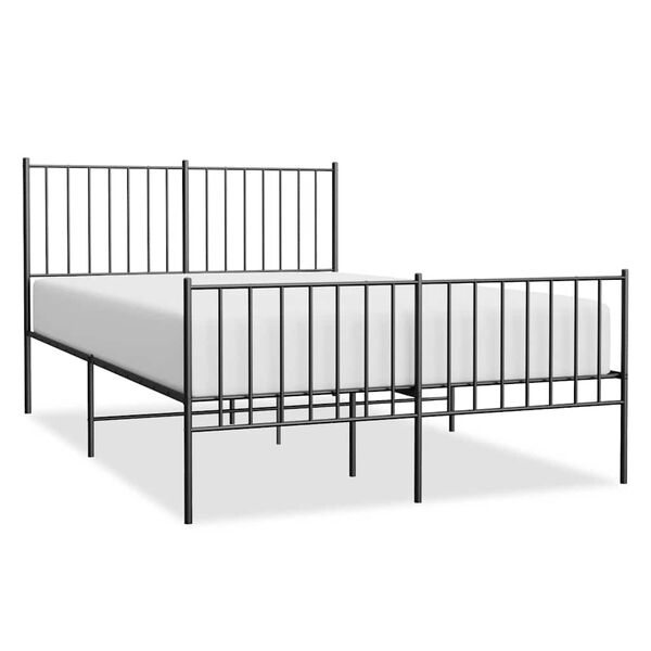 vidaXL Metal Bed Frame without Mattress with Footboard Black 120x200cm