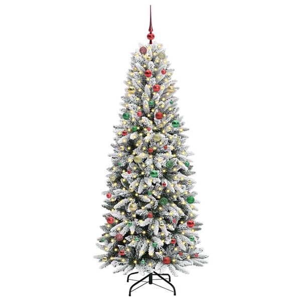 vidaXL Artificial Christmas Tree with 300 LEDs with Stand White 210 cm