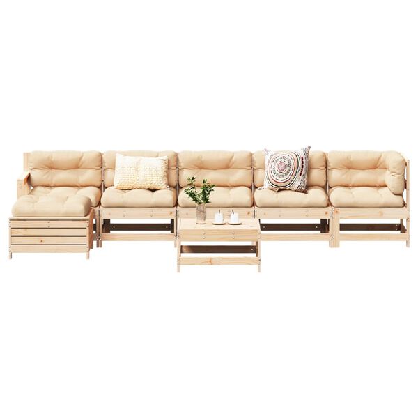vidaXL 7 Piece Garden Lounge Set Solid Wood Pine