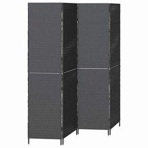 vidaXL Room Divider Folding Manual Black 195 x 180 cm Poly Rattan