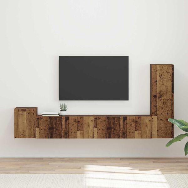 vidaXL TV Cabinet Set Wall-mounted 3 pcs Old Wood Engineered Wood