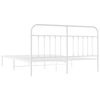 vidaXL Metal Bed Frame without Mattress with Headboard White 160x200cm