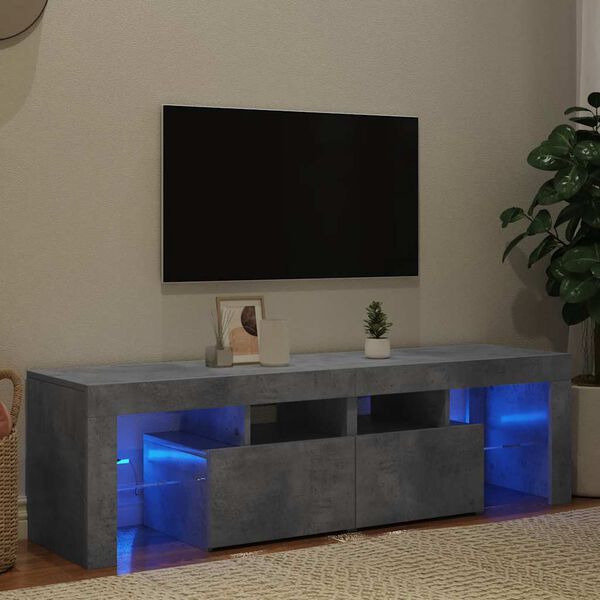 vidaXL TV Cabinet with LED Lights Concrete Grey 140x36.5x40 cm