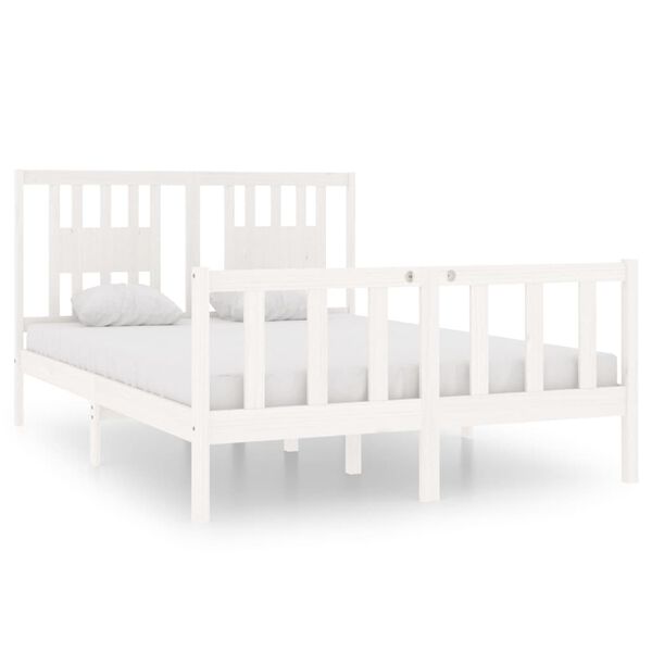 vidaXL Bed Frame without Mattress White 140x190 cm Solid Wood