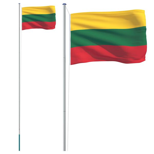 vidaXL Lithuania Flag and Pole 6.23 m Aluminium