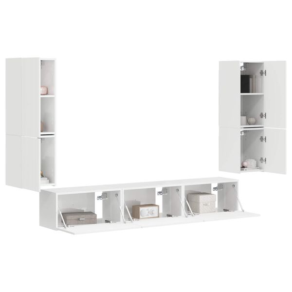 vidaXL TV Cabinet Set 4 pcs High Gloss White Engineered Wood