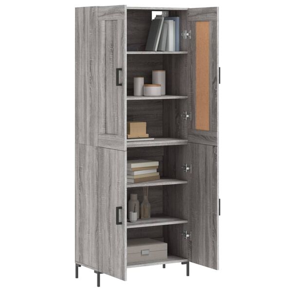 vidaXL Highboard Grey Sonoma 69.5x34x180 cm Engineered Wood