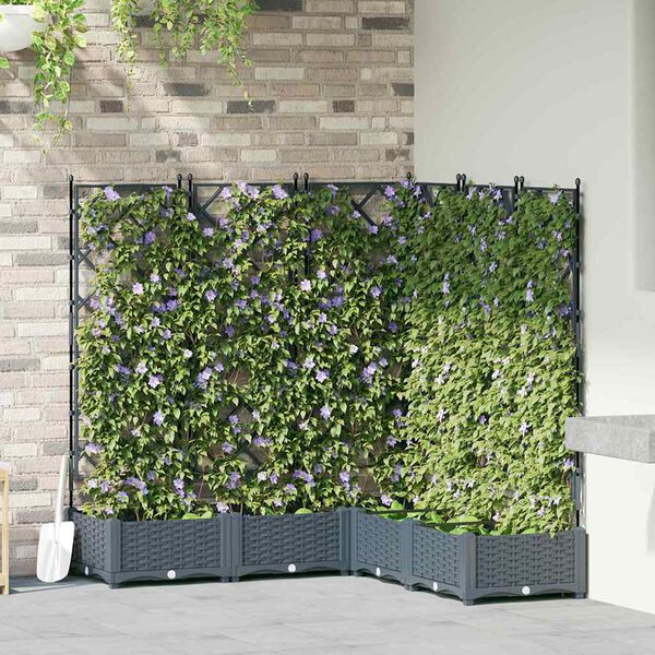vidaXL Garden Planter 5 pcs LiGht Grey 120 x 120 x 125.5 cm Steel