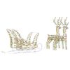 vidaXL Reindeer Pull Sleigh Warm White 30 x 12 x 54.5 cm PET