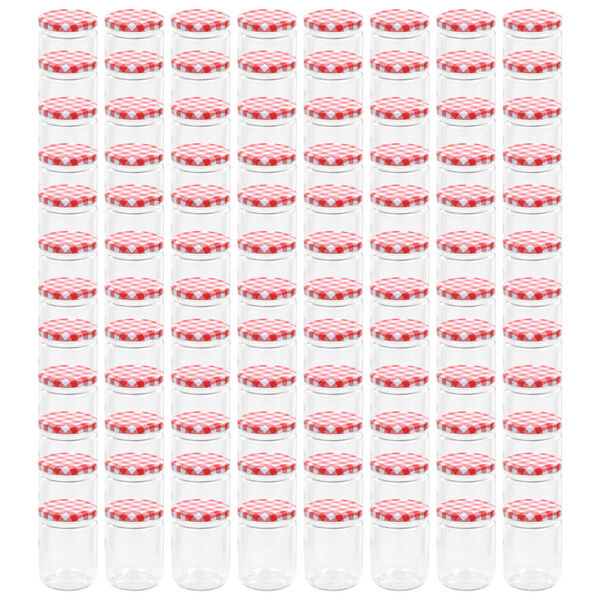 vidaXL Glass Jam Jars with White and Red Lid 96 pcs 230 ml