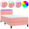 vidaXL Box Spring Bed with Mattress&LED Pink 80x200cm Velvet