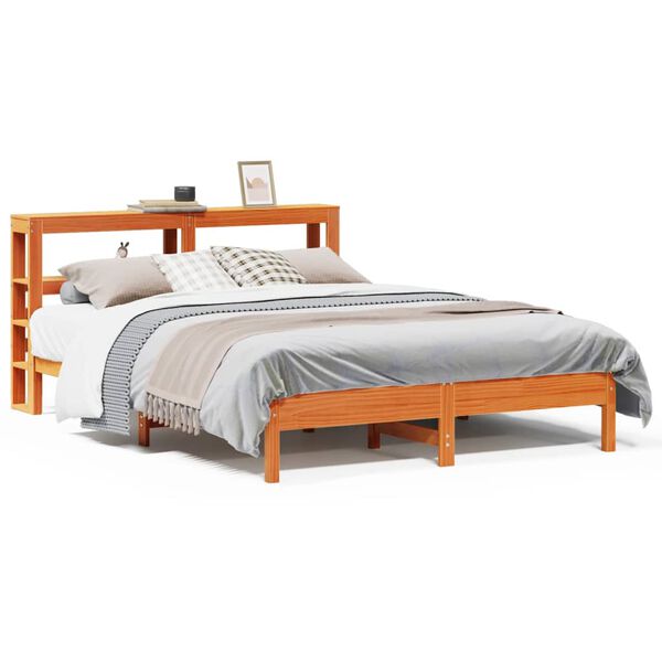 vidaXL Bed Frame without Mattress Wax Brown 140x190 cm Solid Wood Pine