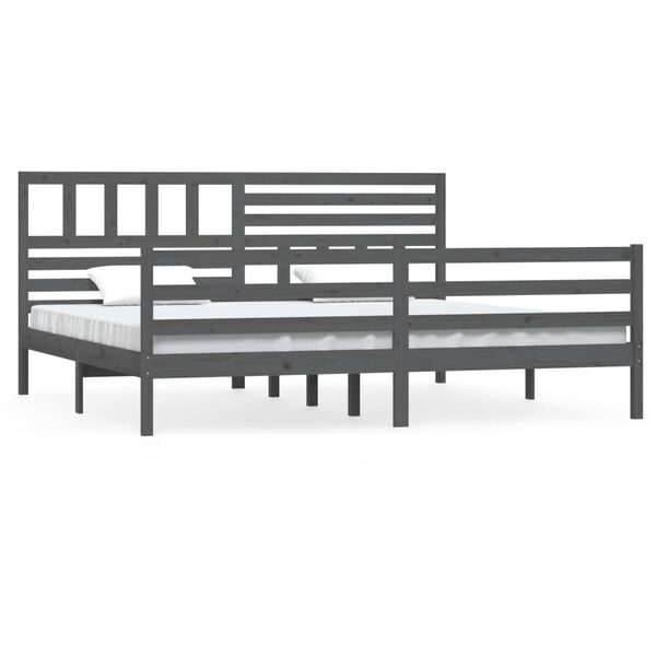 vidaXL Bed Frame without Mattress Grey Solid Wood 200x200 cm