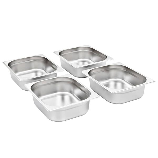 vidaXL Gastronorm Containers 4 pcs GN 1/2 100 mm Stainless Steel