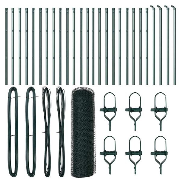 vidaXL Fence Post Green 50 x 0.4 m (25 mm mesh) Steel and PVC