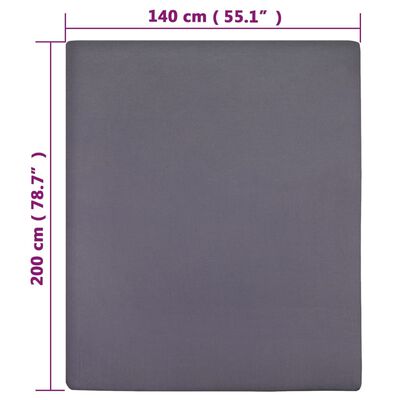 vidaXL Jersey Fitted Sheet Anthracite 140x200 cm Cotton