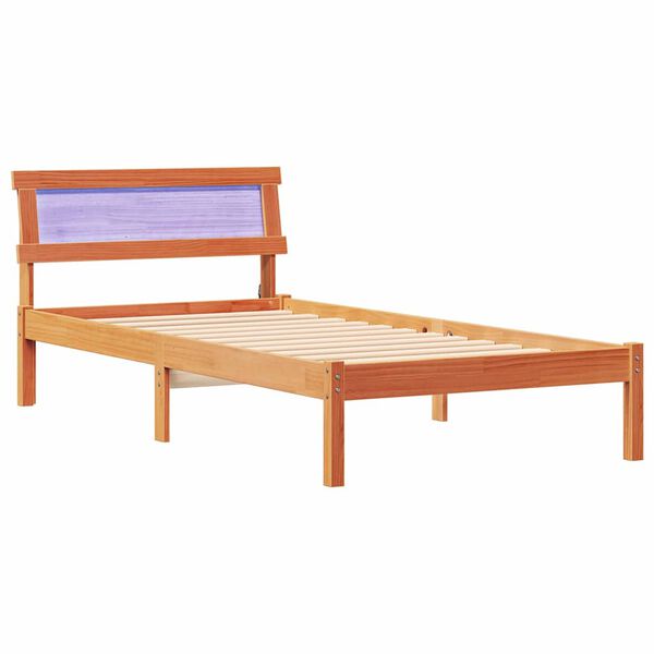 vidaXL Bed Frame with Headboard Wax Brown 90 x 190 cm Solid Pine Wood