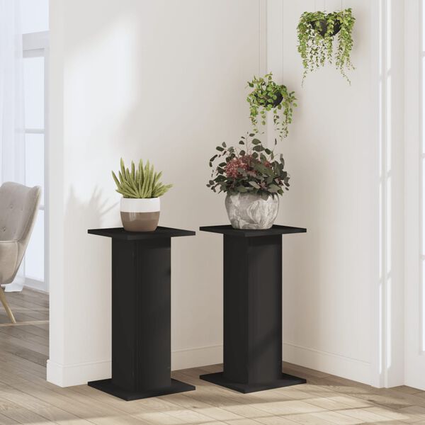 vidaXL Plant Stands 2 pcs Black 30x30x60 cm Engineered Wood