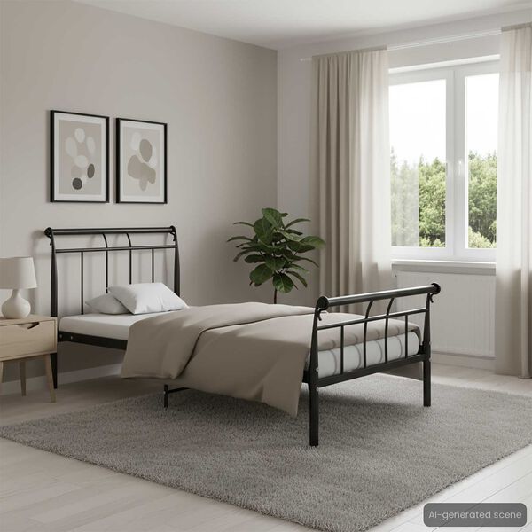 vidaXL Bed Frame without Mattress Black Metal 100x200 cm