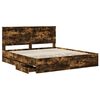 vidaXL Bed Frame with Drawer Smoked Oak 180 x 200 cm Engineer Wood