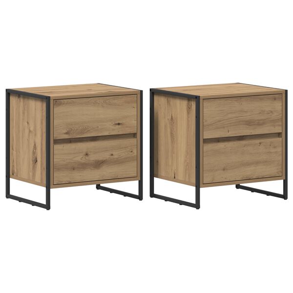vidaXL Bedside Table with Drawer 2 pcs Artisian Oak 50 x 39.5 x 50 cm