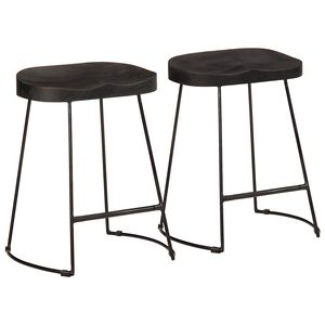 vidaXL Bar Stools 2 pcs Black 46x38x52 cm Solid Wood Mango