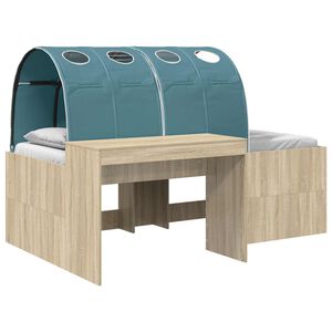 vidaXL Kids'High Bed Frame with Desk 3 pcs Sonoma Oak and Light Blue