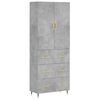 vidaXL Highboard Concrete Grey 69.5x34x180 cm Engineered Wood
