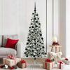 vidaXL Artificial Hinged Christmas Tree Green and White 180 cm