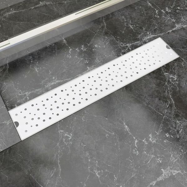 vidaXL Linear Shower Drain Bubble 630x140 mm Stainless Steel