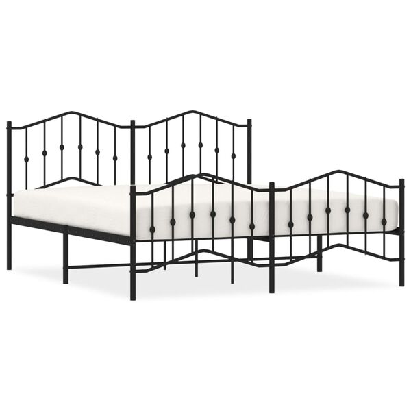vidaXL Metal Bed Frame without Mattress with Footboard Black 180x200cm