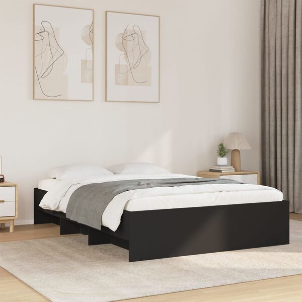 vidaXL Bed Frame without Mattress Black 140x200 cm Engineered Wood