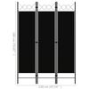 vidaXL 3-Panel Room Divider Black 120x180 cm