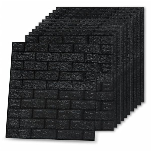 vidaXL 3D Wallpaper Bricks Self-adhesive 20 pcs Black