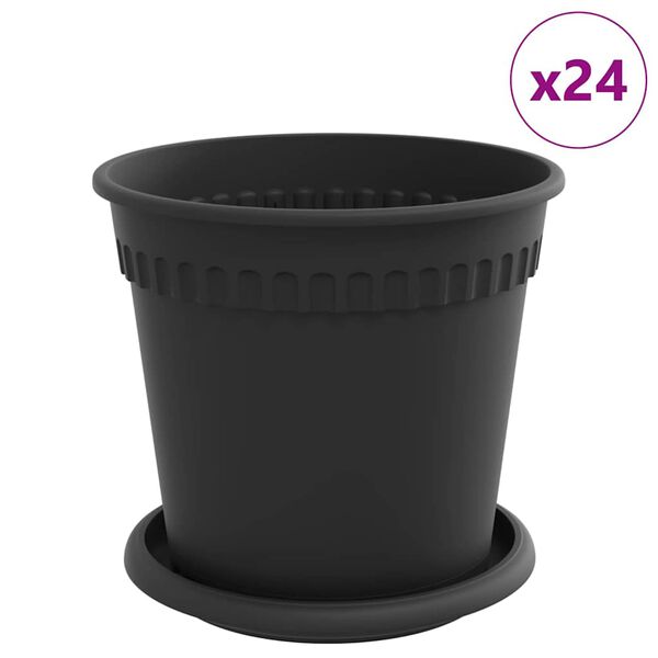 vidaXL Plant Pots 24 pcs Black &Oslash; 17 x 14 cm Plastic