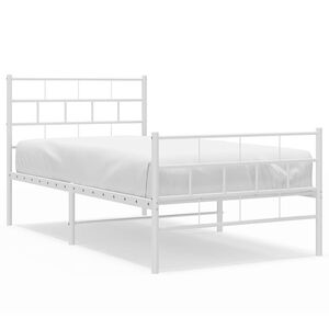 vidaXL Metal Bed Frame without Mattress with Footboard White 100x200cm