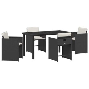 vidaXL Garden Dining Set 5 pcs Black Poly Rattan