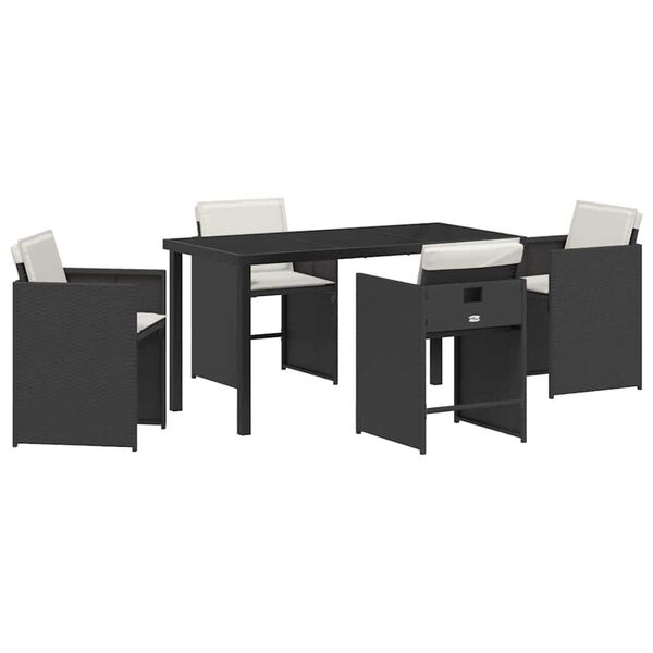 vidaXL Garden Dining Set 5 pcs Black Poly Rattan