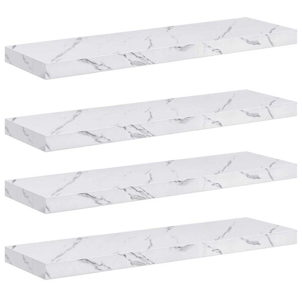 vidaXL Wall Shelf 4 pcs White Marble 90 x 23.5 x 4 cm Engineered Wood