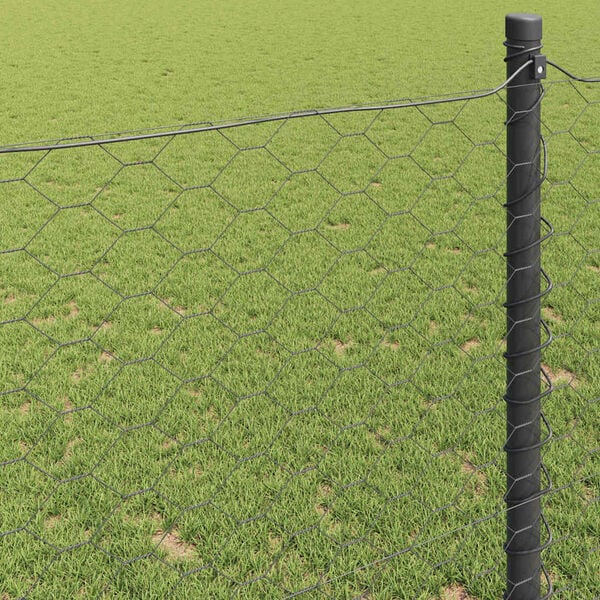 vidaXL Hexagon Fence Grey 1.5 x 50 m PVC