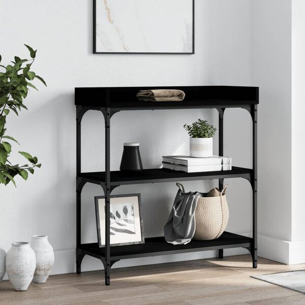 vidaXL Console Table with Shelves Black 75x30x80 cm