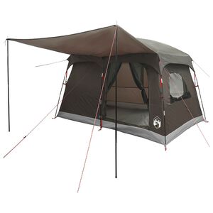 vidaXL Family Tent with Roof Brown Grey 380 x 260 x 190 cm Polyester