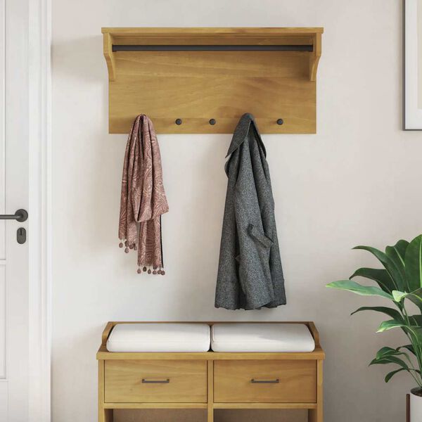 vidaXL Wall-mounted Coat Rack SANDNES 87x30x42 cm Solid Wood Pine