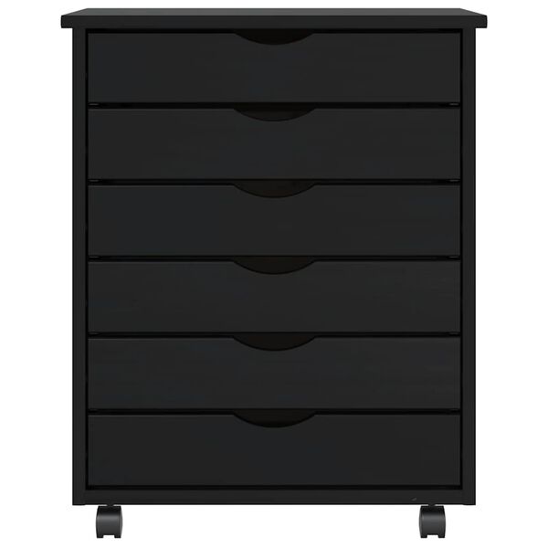 vidaXL Rolling Cabinet with Drawers MOSS Black Solid Wood Pine