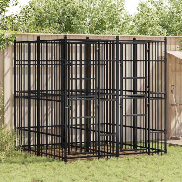vidaXL Outdoor Dog Kennel Steel 3.69 m&sup2;