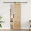 vidaXL Sliding Door Natural and Black 61 x 198.5 cm Solid Pine Wood