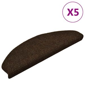 vidaXL Stair Mats Self-adhesive 5 pcs 65x21x4 cm Brown Half Round Large